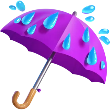 a purple umbrella with blue rain drops