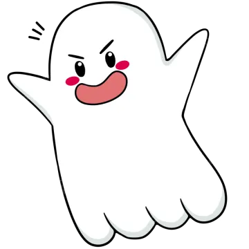 a white ghost with red eyes and arms
