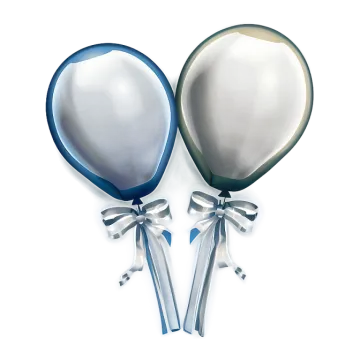two balloons with a ribbon tied around them
