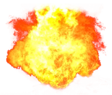 a yellow fire on a white background