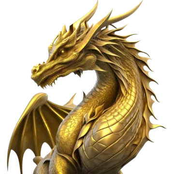 a golden dragon on a white background