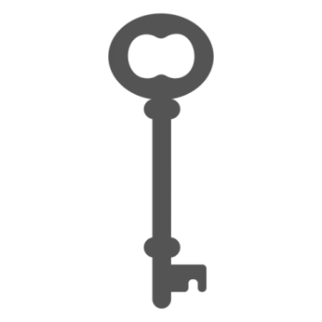 a black and white icon of a key