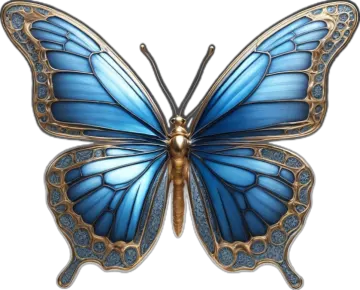 a blue butterfly on white background