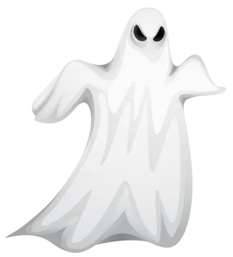 a white ghost with its arms spread out