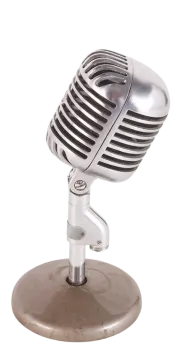 an old fashioned microphone on a white background