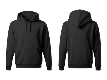 a black hoodie on a white background