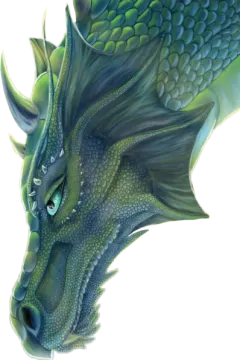 an illustration of a green dragon's head