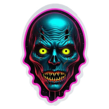 an illustration of a skull with glowing eyes