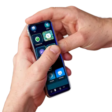 a person holding a smart phone in their hand