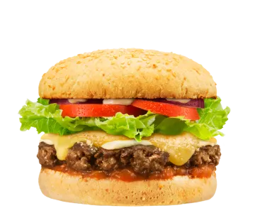 a hamburger on a white background