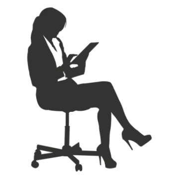 a silhouette of a woman sitting on a chair reading a book