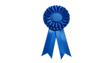 a blue rosette on a white background