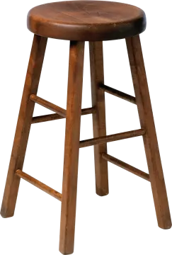 a wooden stool on a white background