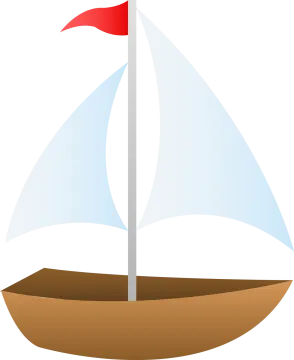 a sail with a red flag on it