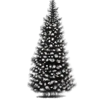 a black and white drawing of a christmas tree