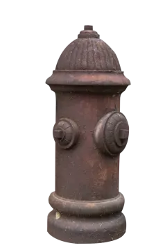 an old rusty fire hydra on a white background