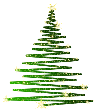 a green christmas tree with stars on it