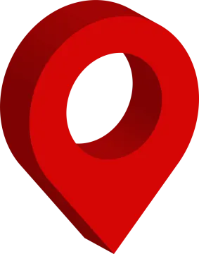 a red pin on a white background