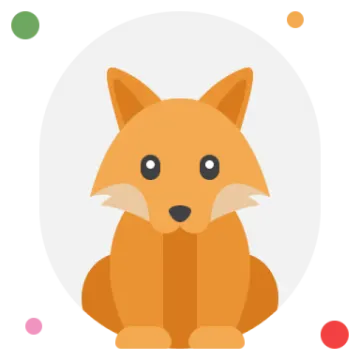 a cartoon fox sitting in front of a circle