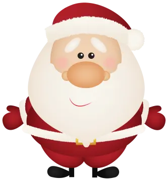 a cartoon santa claus with his hands in the air