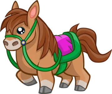 a cartoon horse wearing a backpack