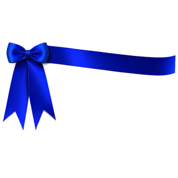a blue ribbon with a bow on it
