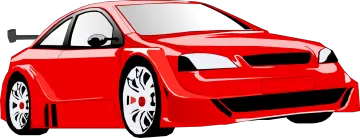 a red car on a white background