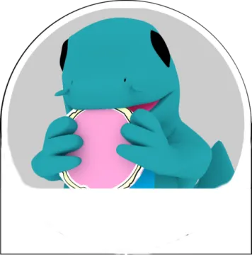 a cartoon character holding a pink object in his hands