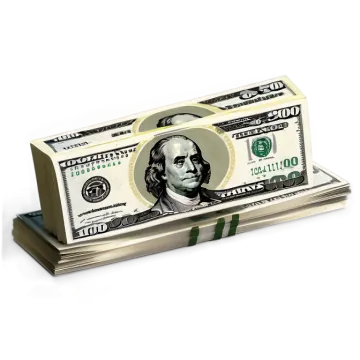 a stack of money on a white background
