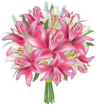 a bouquet of pink and white lilies