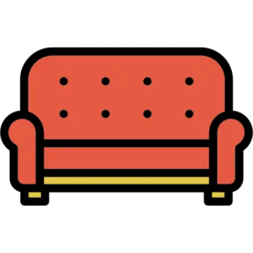 a red couch on a white background