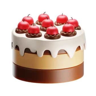 a close up of a cake with cherries on top