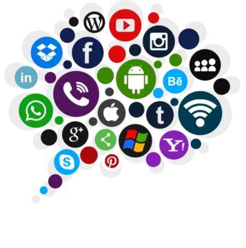 a white background with many different social icons