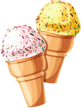 two scoops of ice cream and sprin