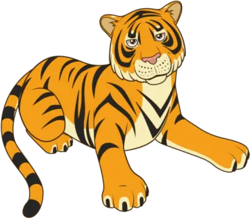 a cartoon tiger laying down