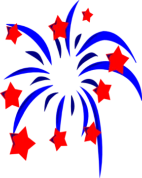 a red, white and blue fireworks clipart