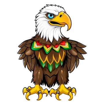 an eagle with a green and yellow shirt