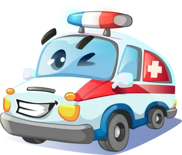 an ambulance car with a red cross on top