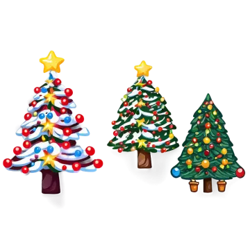 three christmas trees on a white background
