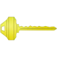 a yellow key on a white background