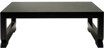 a black coffee table on a white background