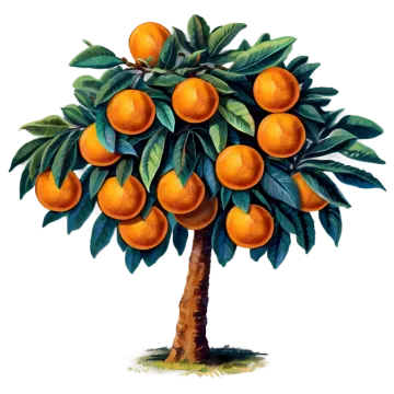 a drawing of an orange tree