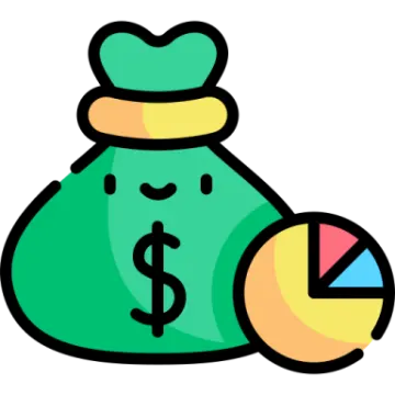 a money bag with a pie in it