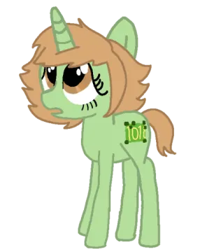 a drawing of a pony with a green mane