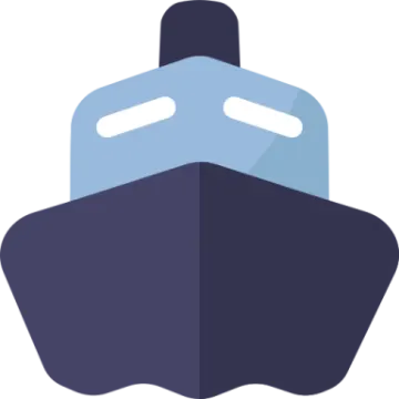 a blue and white boat