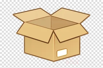 an open cardboard box on a transparent background