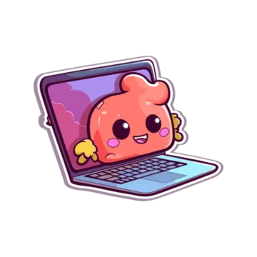 a laptop with a cartoon character on the screen