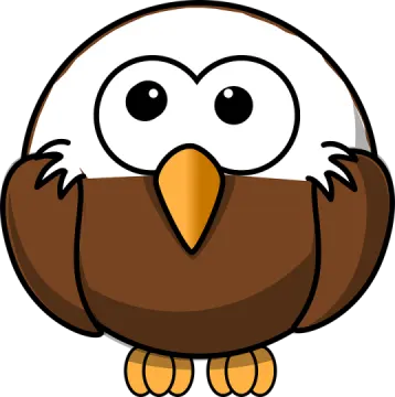a brown and white owl with big eyes