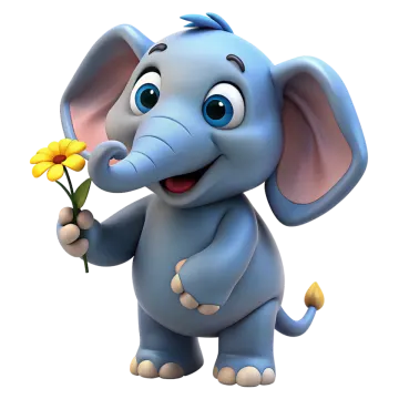 an elephant holding a flower in its trunk