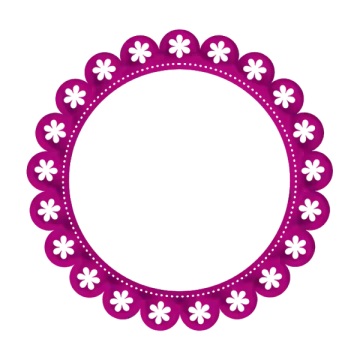 a purple circle with white flowers on it